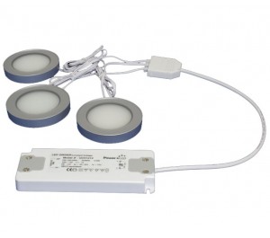 TRIO-3RB60K - 3 x 3W Round Black 6000K Magnetic LED Lights with Driver
