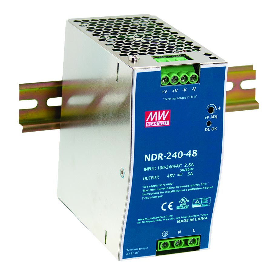 thumbnail image 2 of NVVV NDR-240-24 DIN Rail Power Supply - 24V 10A 240W Industrial Grade With Active PFC 2 of 14
